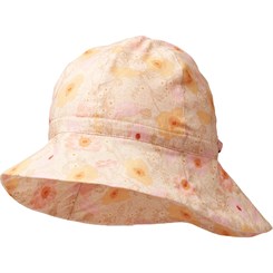 Wheat sunhat Chloé - Alabaster flower bobbles